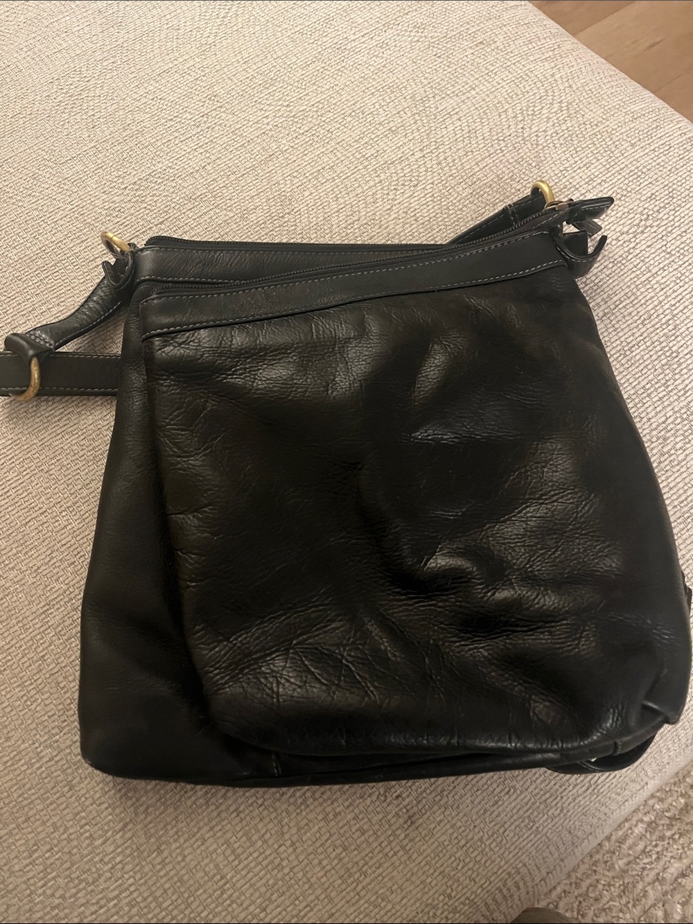 Black Leather Crossbody Bag - Classic Women's Shoulder Bag